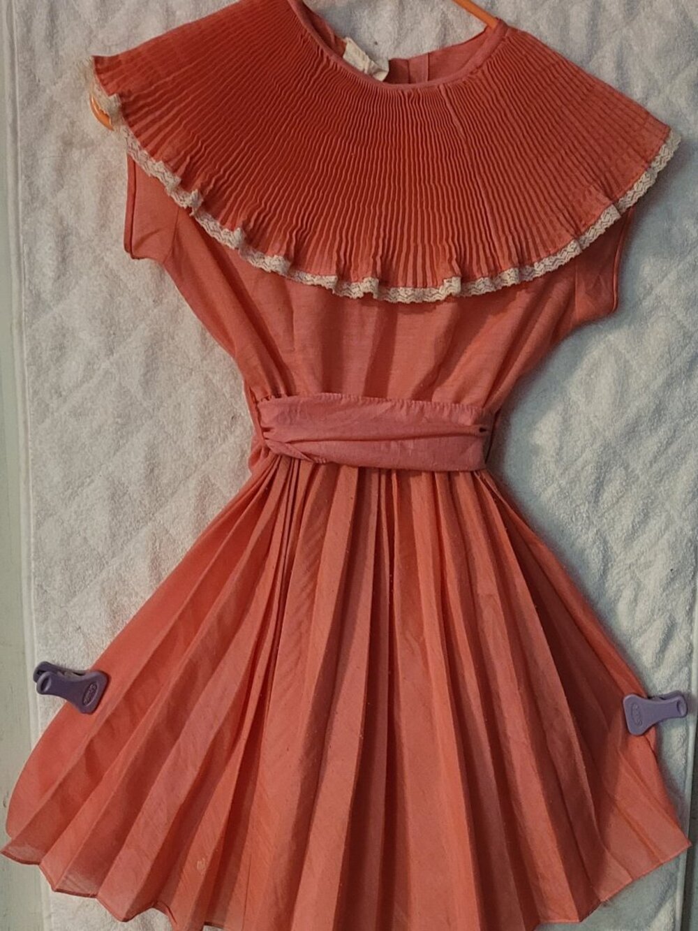 Girls Dress size 8 1950's Semi Sheer Peach